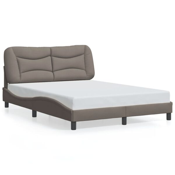 vidaXL Estrutura de cama sem colch&atilde;o Hvar 140x200 cm tecido castanho-acinzentado
