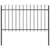vidaXL Cerca de jardim com topo em forma de lan&ccedil;a em a&ccedil;o 181x100 cm, preta