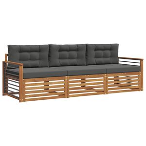 vidaXL Conjunto de Sof&aacute;s para Exterior 3 pcs Natural e Antracite