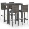 vidaXL 5 pcs conjunto de bar p/ exterior + almofad&otilde;es vime PE cinzento