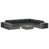 vidaXL 10 pcs conjunto lounge de jardim c/ almofad&otilde;es vime PE cinzento