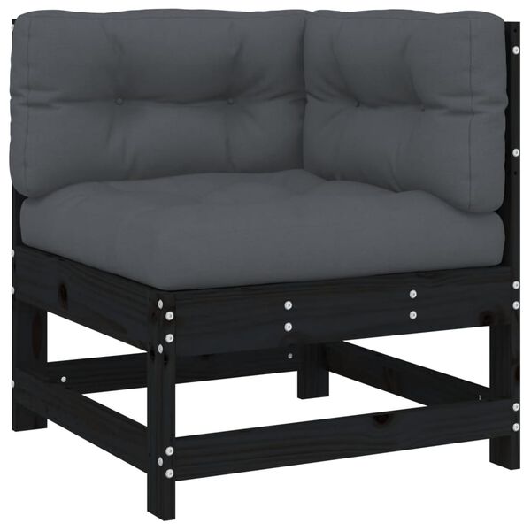 vidaXL 8 pcs conjunto lounge jardim c/ almofad&otilde;es madeira maci&ccedil;a preto