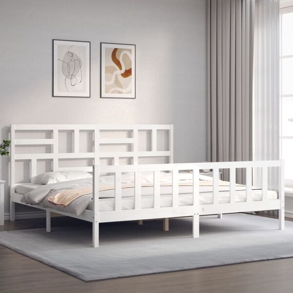 vidaXL Estrutura cama Super King Size c/ cabeceira madeira branco