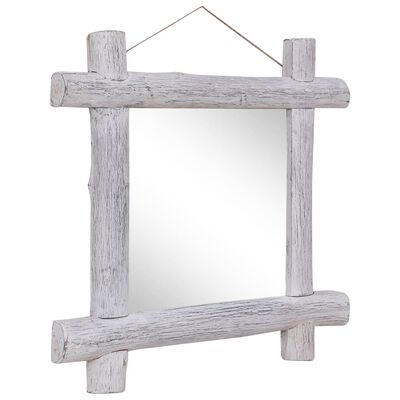 vidaXL Espelho de troncos 70x70 cm madeira recuperada maciça branco