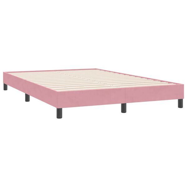 vidaXL Cama com molas sem colch&atilde;o 140x220 cm veludo rosa