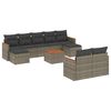 vidaXL 10 pcs conjunto sof&aacute;s de jardim c/ almofad&otilde;es vime PE cinzento