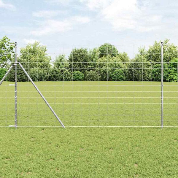 vidaXL Cerca de campo Prateado 25 x 1.4 m Aço galvanizado