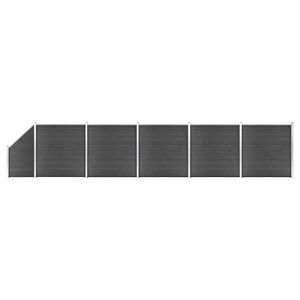 vidaXL Conjunto de painel de veda&ccedil;&atilde;o WPC 965x(105-186) cm preto