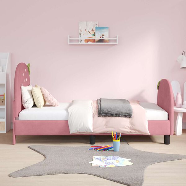 vidaXL Estrutura de Cama Infantil com Cabeceira Rosa 80 x 160 cm