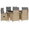 vidaXL Conjunto de Jantar para Exterior 7 pcs Bege e Cinza Claro