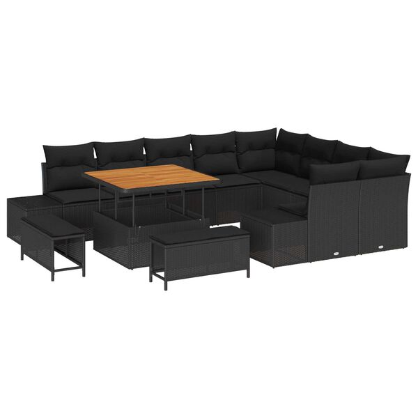 vidaXL Conjunto de Sof&aacute; de Jardim 12 pcs Preto Rattan Sint&eacute;tico