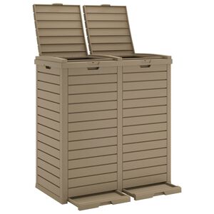 vidaXL Caixote lixo exterior 78x41x86 cm polipropileno castanho-claro