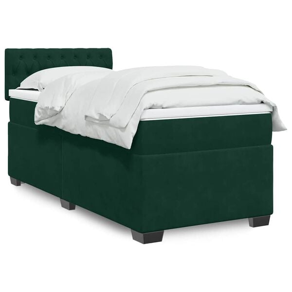 vidaXL Cama com molas/colch&atilde;o 80x200 cm veludo verde-escuro