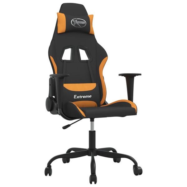 vidaxL Cadeira de gaming tecido preto e laranja