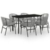 vidaXL 7 pcs conjunto de jantar para jardim cinzento