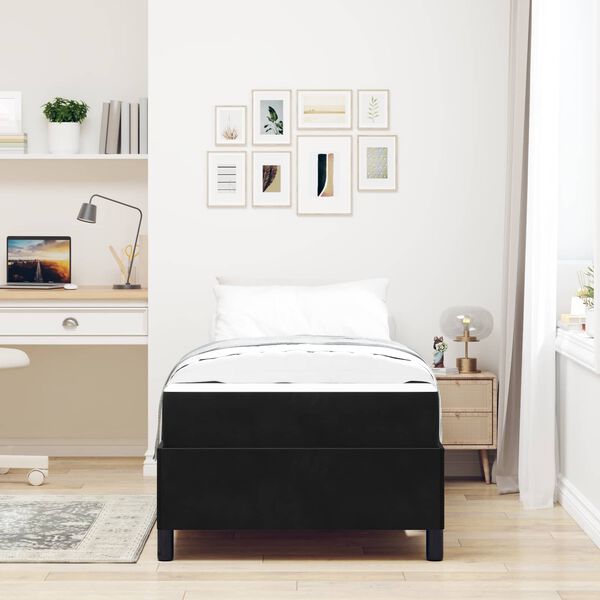 vidaXL Estrutura da Cama com colch&atilde;o Preto 80 x 200 cm tecido
