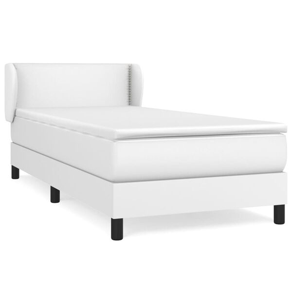 vidaXL Cama com molas/colch&atilde;o 80x200 cm couro artificial branco