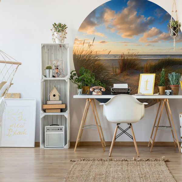 WallArt Papel de parede circular "Beachlife" 142,5 cm