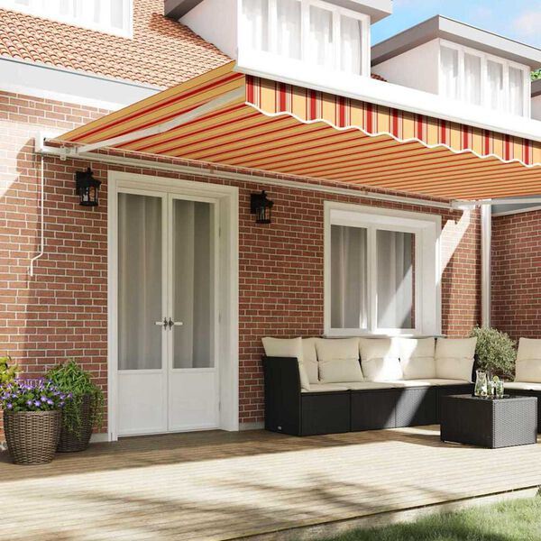 vidaXL Toldo Retr&aacute;til Amarelo e Laranja 500 &times; 300 cm Tecido e Metal