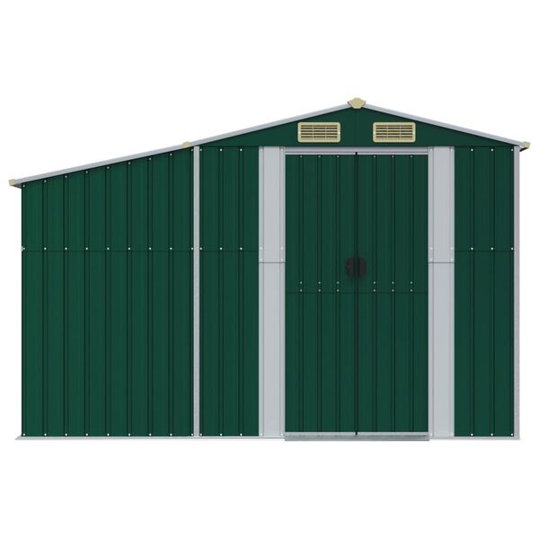 vidaXL Abrigo de jardim 277x365,5x179 cm aço galvanizado verde