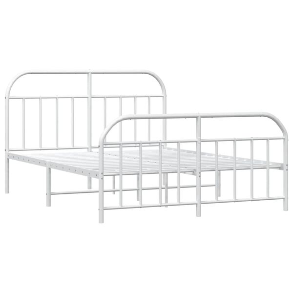 vidaXL Estrutura de cama com cabeceira e p&eacute;s 140x190 cm metal branco