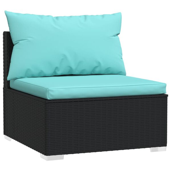 vidaXL 5 pcs conjunto lounge de jardim c/ almofad&otilde;es vime PE preto
