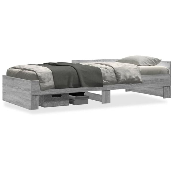 vidaXL Estrutura cama 100x200 cm derivados de madeira cinzento sonoma