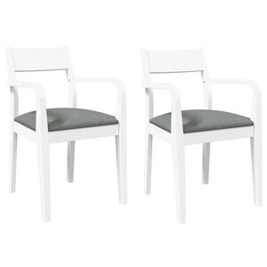 vidaXL Cadeiras de jantar com almofad&otilde;es 2 pcs madeira maci&ccedil;a branco