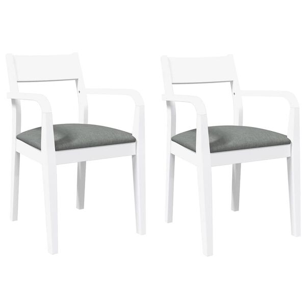 vidaXL Cadeiras de jantar com almofadões 2 pcs madeira maciça branco