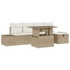 vidaXL Conjunto de Sof&aacute; de Jardim 6 pcs Bege vime PE