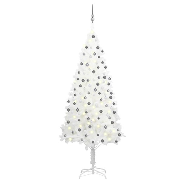 vidaXL Árvore Natal artificial pré-iluminada c/ bolas 210 cm branco