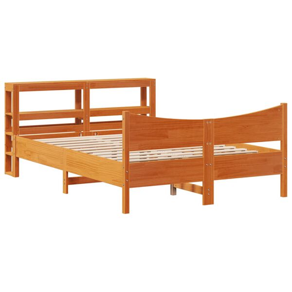 vidaXL Estrutura cama c/ cabeceira 120x190cm pinho maci&ccedil;o castanho-mel
