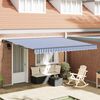 vidaXL Toldo Retr&aacute;til Azul e Branco 400 &times; 300 cm Alum&iacute;nio e Tecido