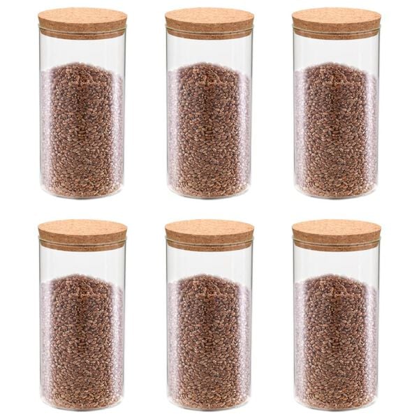 vidaXL Frascos de vidro com tampas de corti&ccedil;a 6 pcs 1400 ml