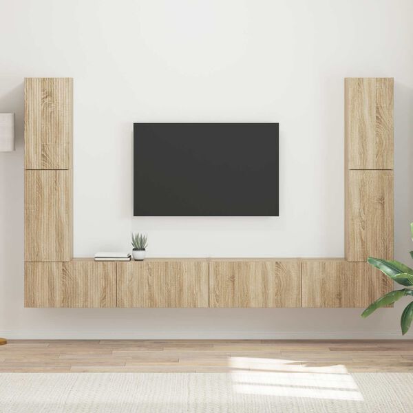 vidaXL Conjunto de m&oacute;vel de TV 8 pcs Carvalho Sonoma