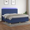 vidaXL Cama box spring c/ colch&atilde;o e LED 200x200 cm tecido azul
