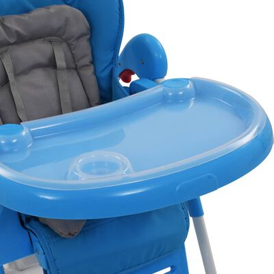 vidaXL Cadeira de refeição para bebé azul e cinzento