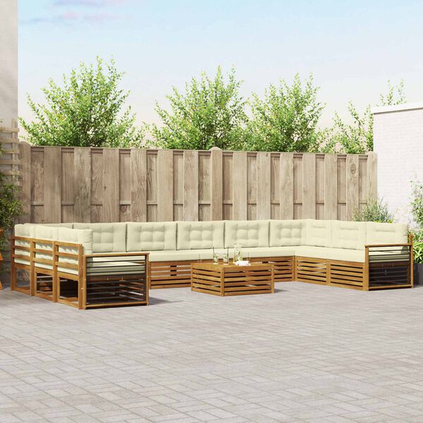 vidaXL Conjuntos de sof&aacute;s com almofada 11 pcs Natural e Creme