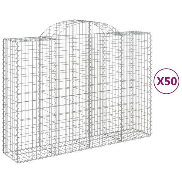 vidaXL Cestos gabião arqueados 50 pcs 200x50x140/160 ferro galvanizado