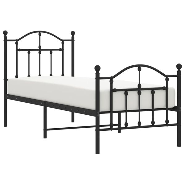 vidaXL Estrutura de cama com cabeceira e p&eacute;s 75x190 cm metal preto