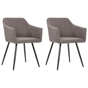 vidaXL Cadeiras de jantar 2 pcs tecido cinzento-acastanhado