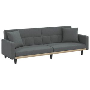 vidaXL Sof&aacute;-cama com almofad&otilde;es tecido cinzento-escuro