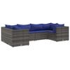 vidaXL 6 pcs conjunto lounge de jardim c/ almofad&otilde;es vime PE cinzento