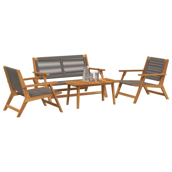 vidaXL Cadeiras de Jardim com Mesa 4 pcs Cinzeto
