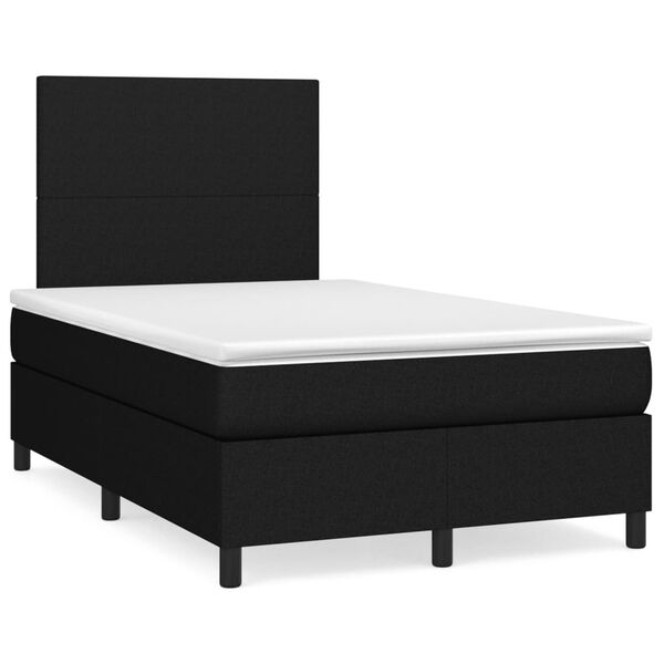 vidaXL Cama boxspring com colch&atilde;o 120x190 cm tecido preto
