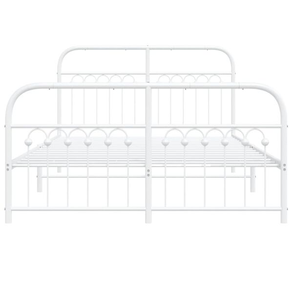 vidaXL Estrutura de cama com cabeceira e p&eacute;s 137x190 cm metal branco