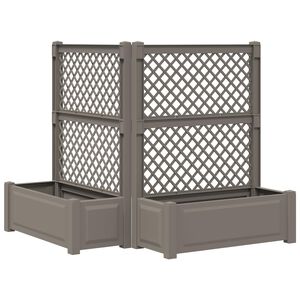 vidaXL Grande Jardineira com Treli&ccedil;a 2 unid. PP Cinzento