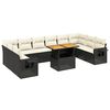 vidaXL 11 pcs conjunto sof&aacute;s de jardim c/ almofad&otilde;es vime PE preto