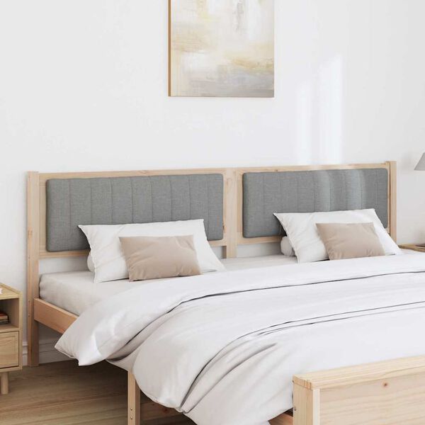 vidaXL Cabeceira estofada Castanho 200 cm Madeira de Pinheiro S&oacute;lida