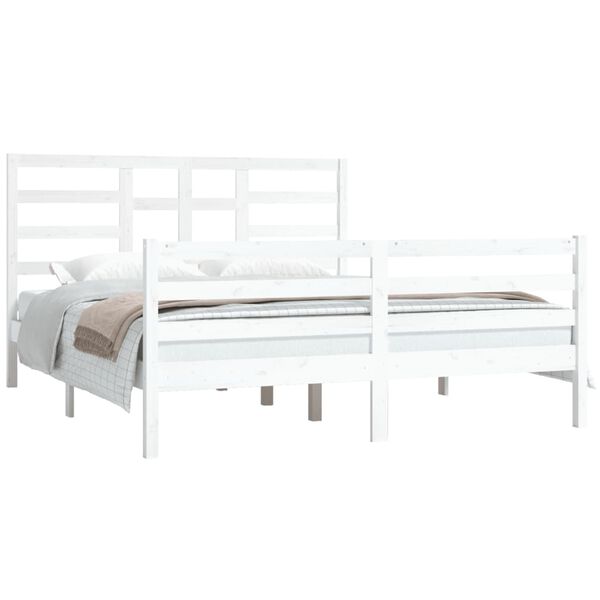 vidaXL Estrutura de cama 160x200 cm madeira maci&ccedil;a branco